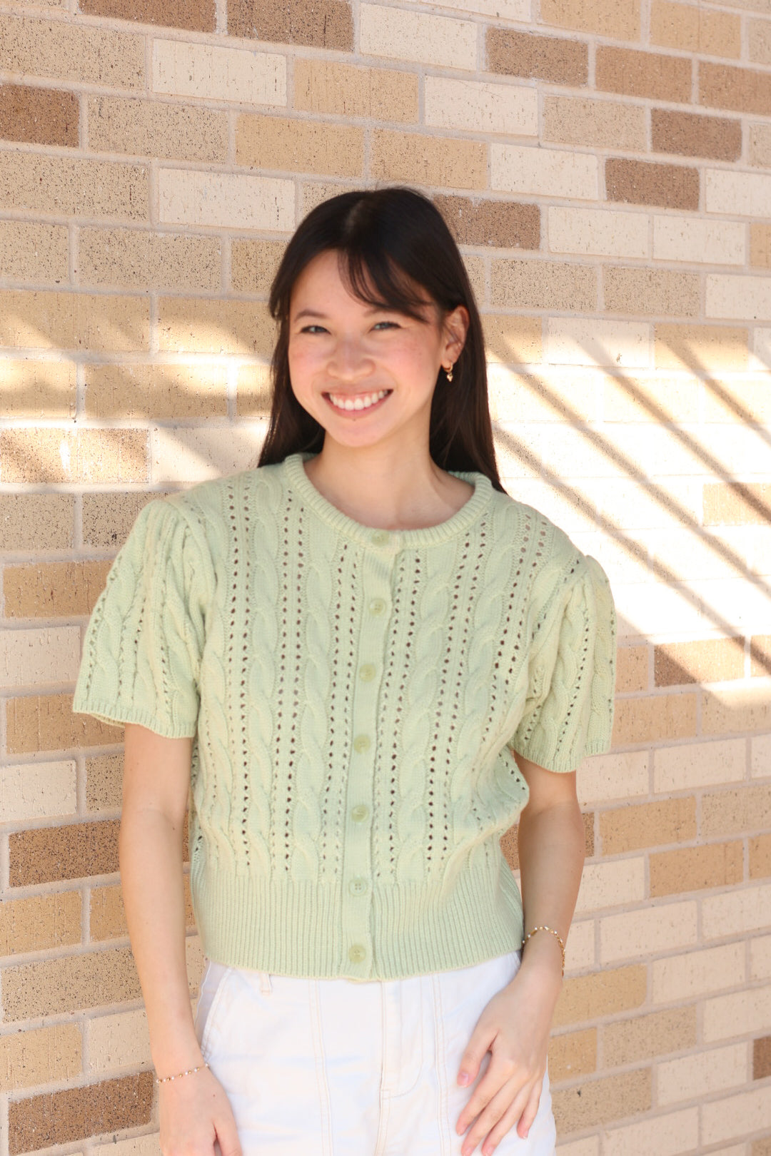 Light Green Cable Knit Top