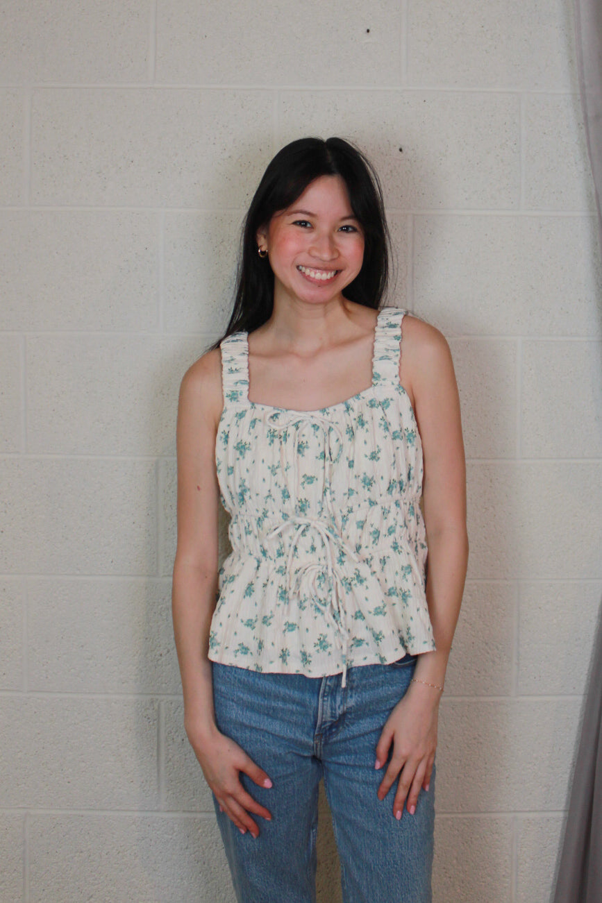 Floral Scrunchie Strap Tank
