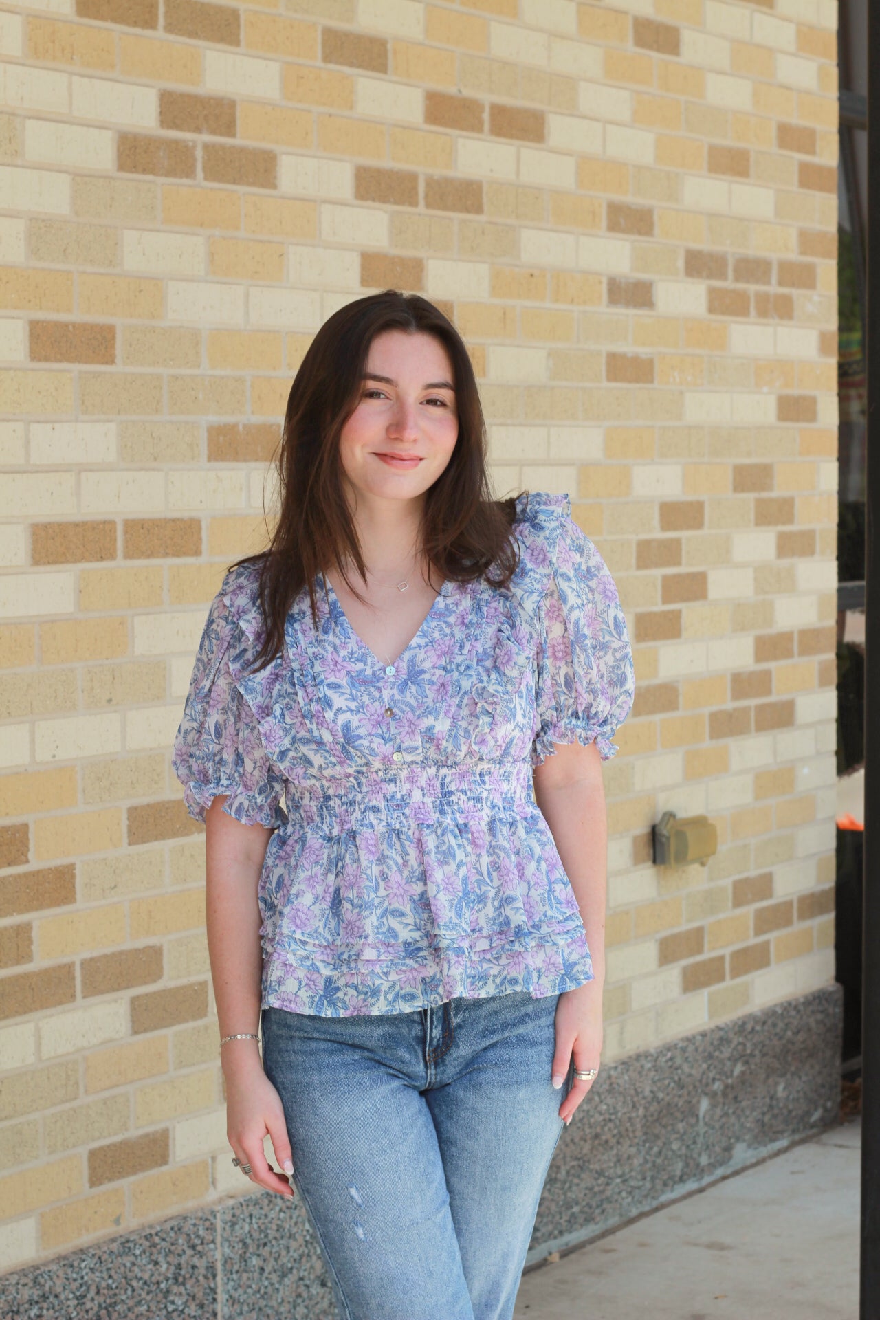 Lilac V-Neck Floral Top
