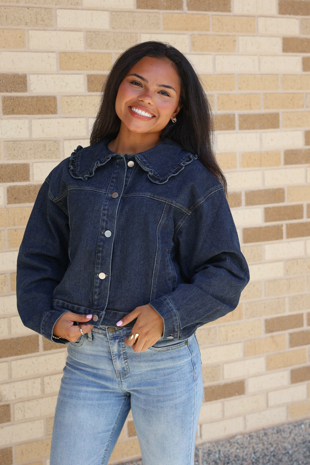 Denim Peter Pan Collar Jacket
