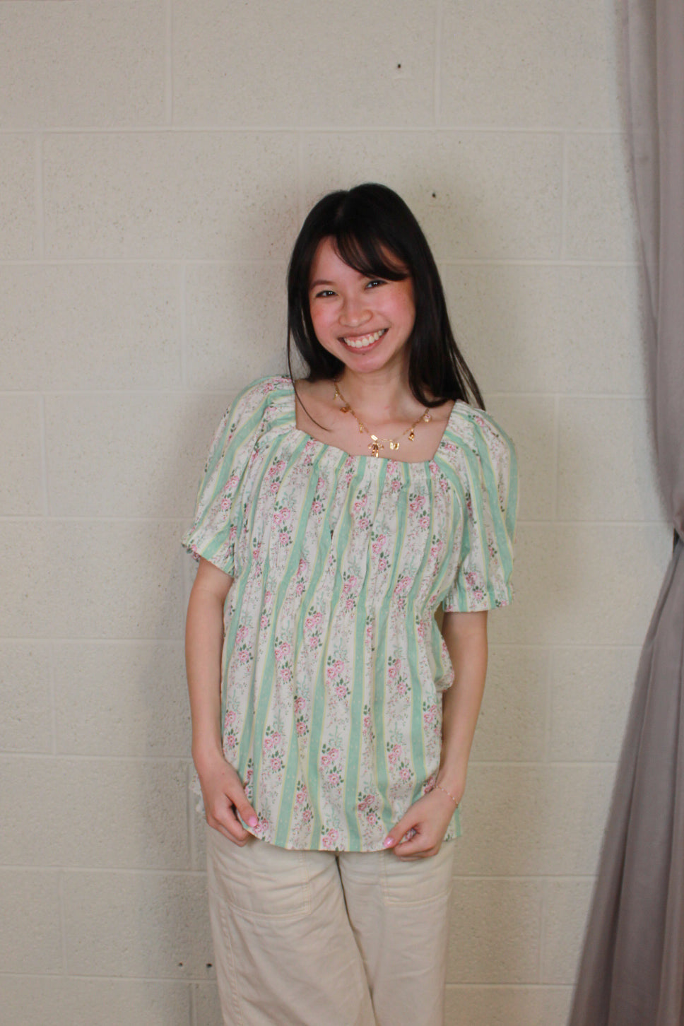 Floral Print Square Neck Top