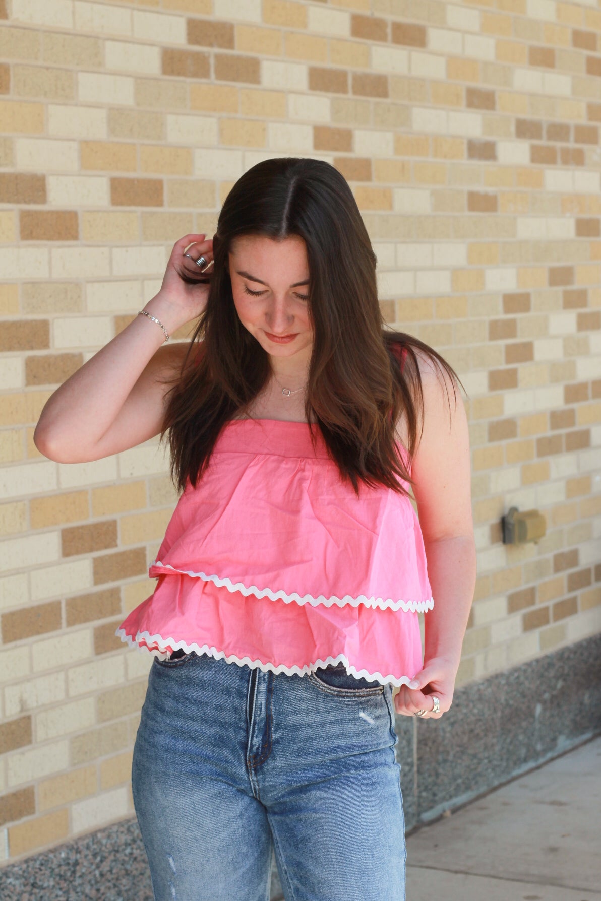 Pink Scallop Trim Top