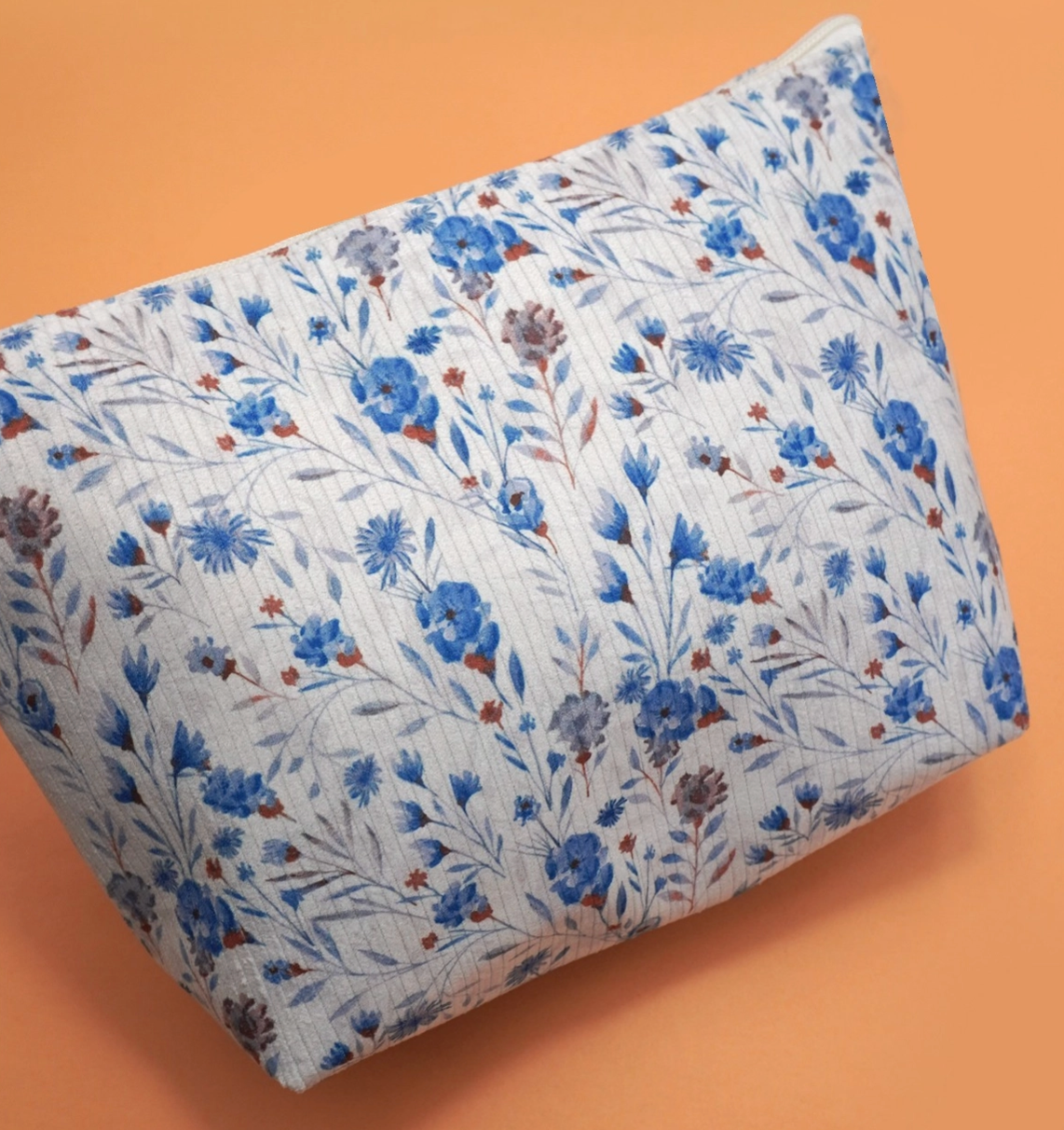Blue Floral Cosmetic Bag
