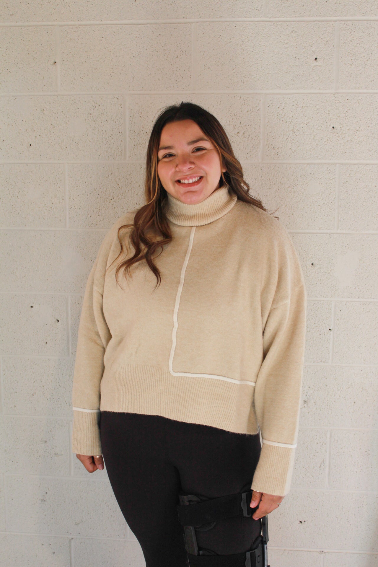 Beige Turtleneck Sweater