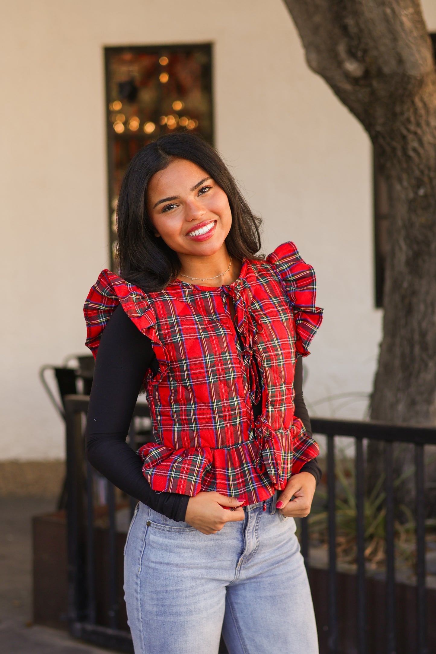 Red Plaid Quilted Vest