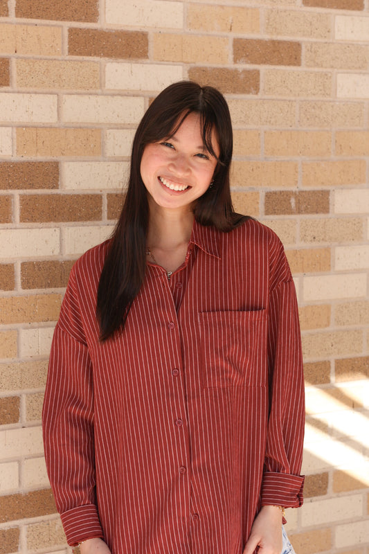 Striped Burgundy Button Down