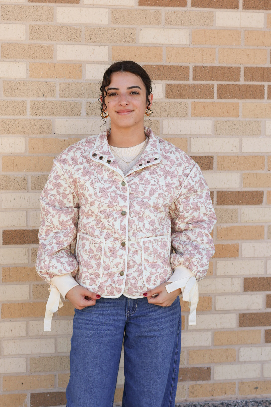 Floral Quilted Ribbon Jacket