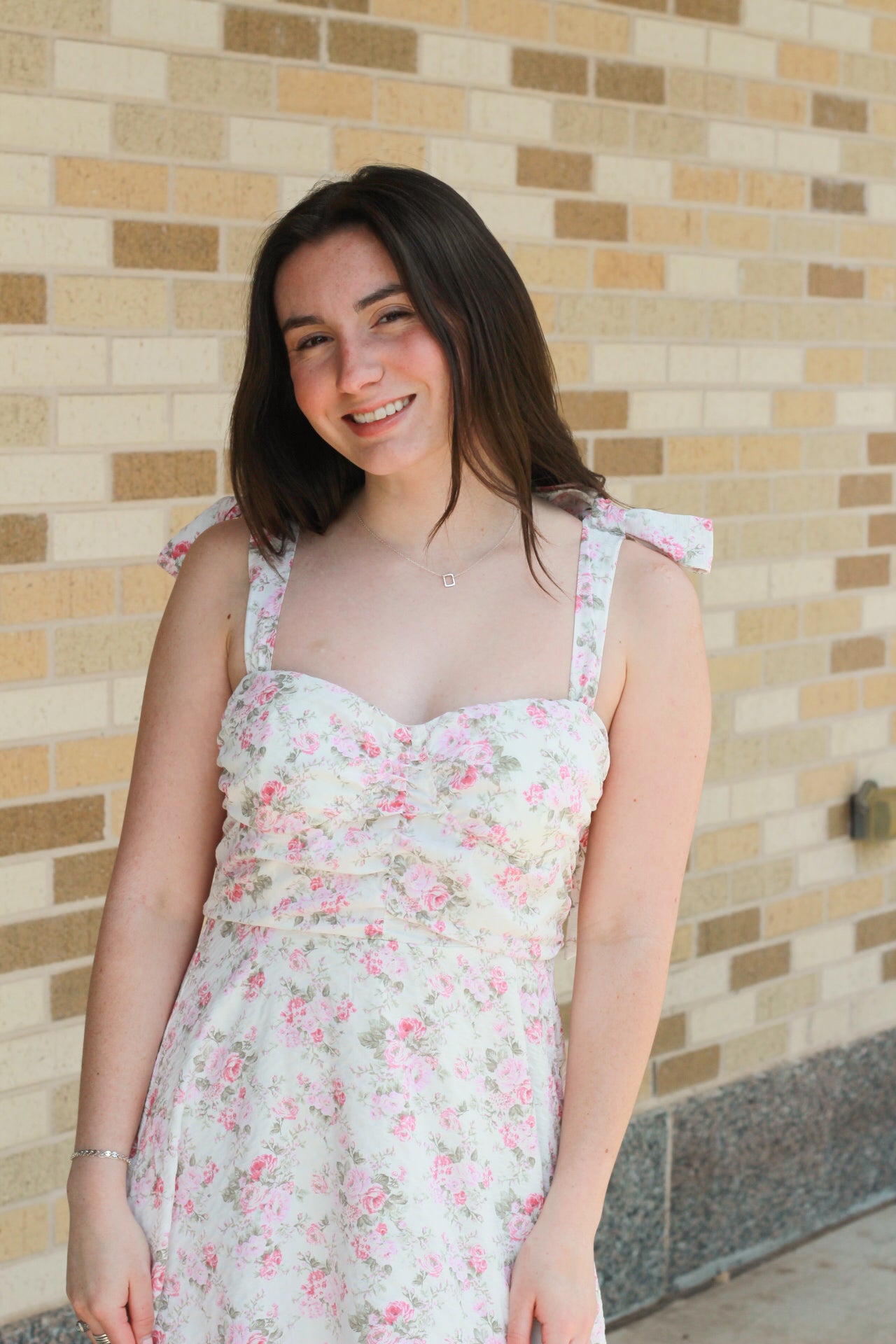 Pink Floral Ruched Dress