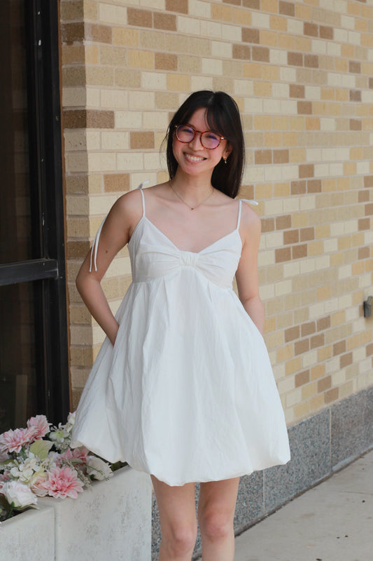 White Bow Bubble Dress