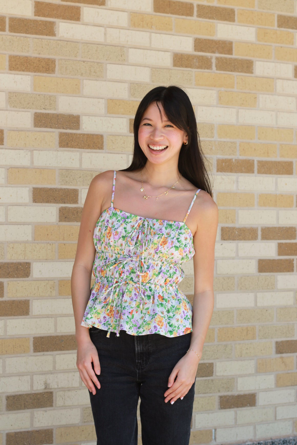 Floral Front Tie Top