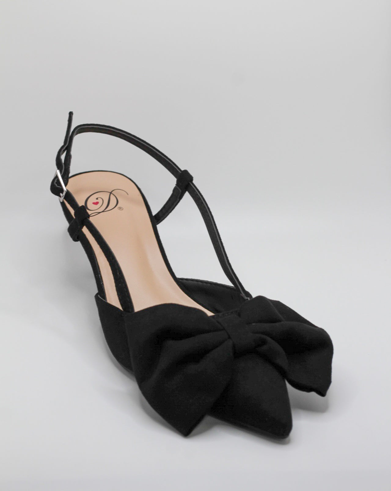 Black Bow Kitten Heel