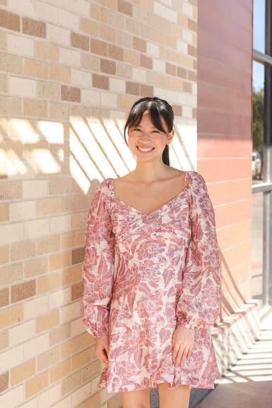 Mauve Sweetheart Long Sleeve Dress