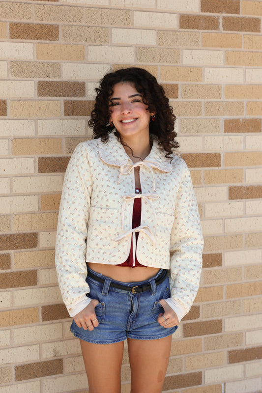 Floral Quilted Collar Jacket