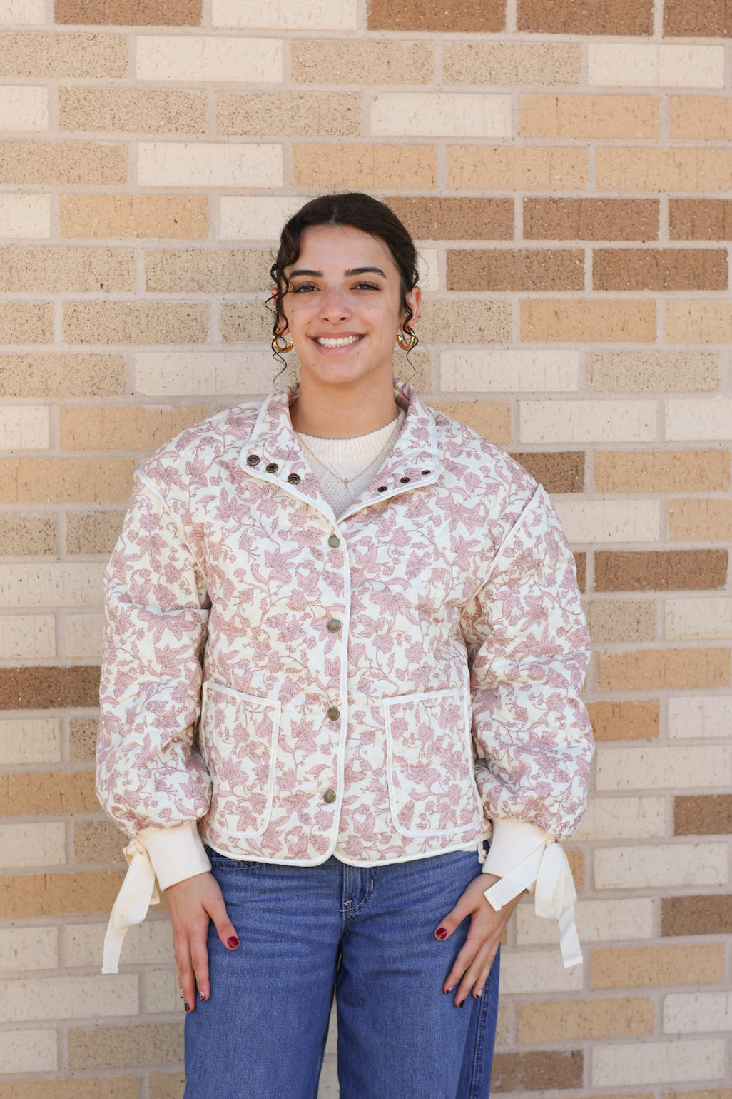 Floral Quilted Ribbon Jacket