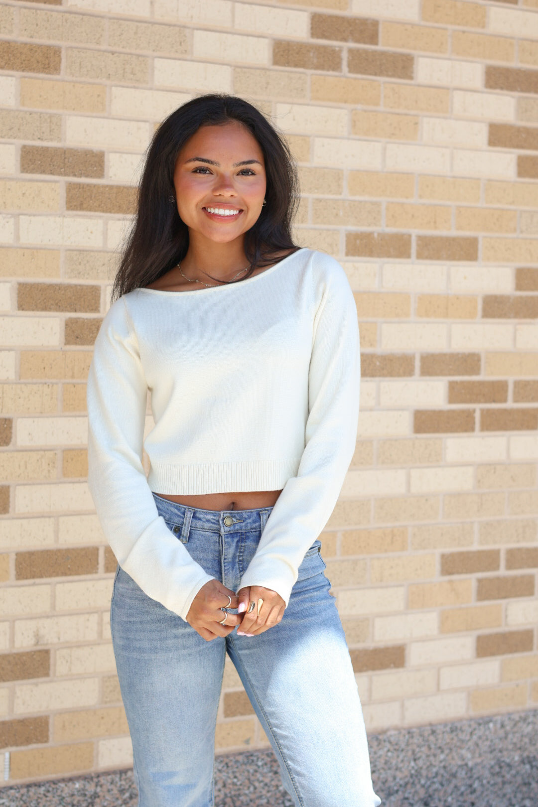 Cream Open Back Tie Top