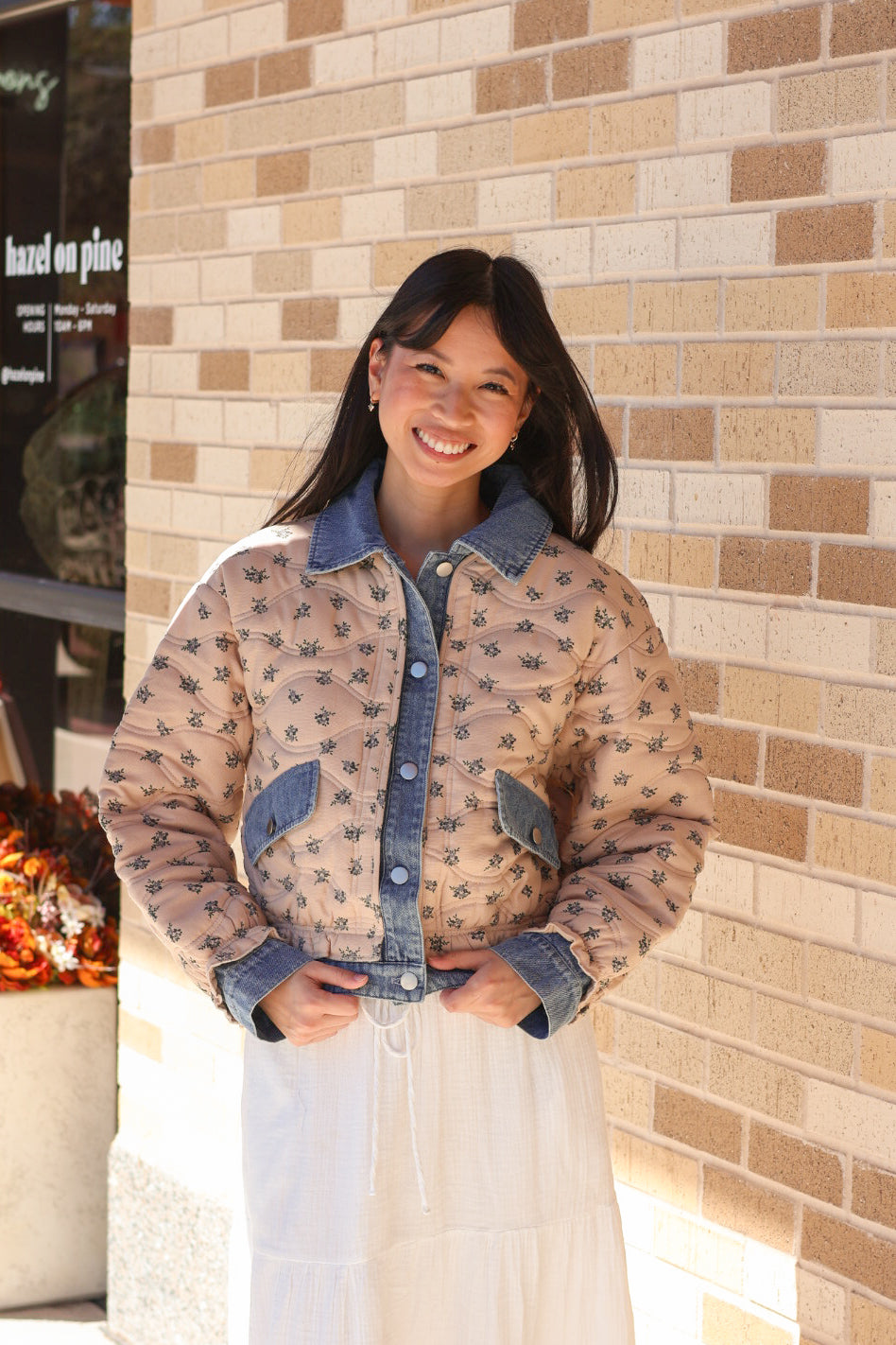Denim Two Tone Floral Jacket