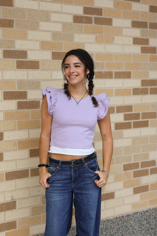 Lavender Knit Crop Top