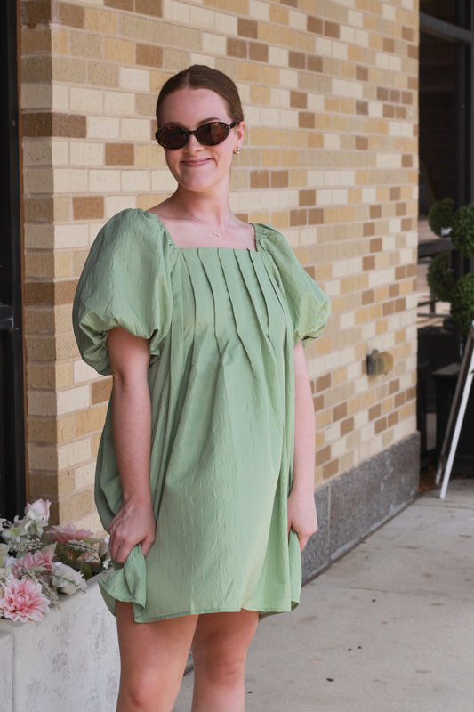 Sage Pleated Dress