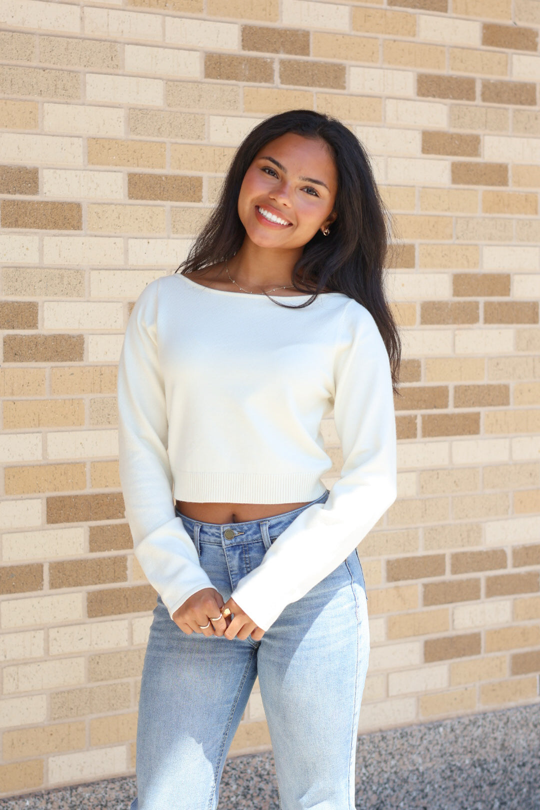 Cream Open Back Tie Top