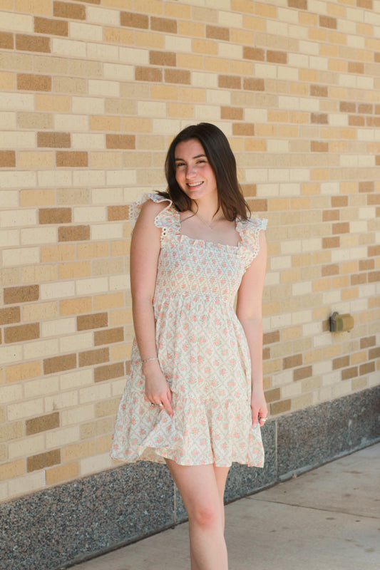 Floral Trellis Pattern Dress