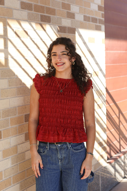 Red Smocked Top