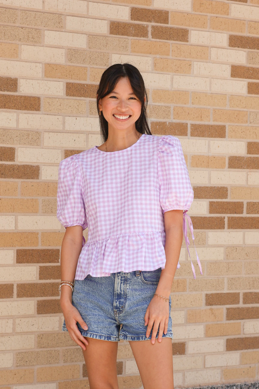 Lavender Plaid Blouse
