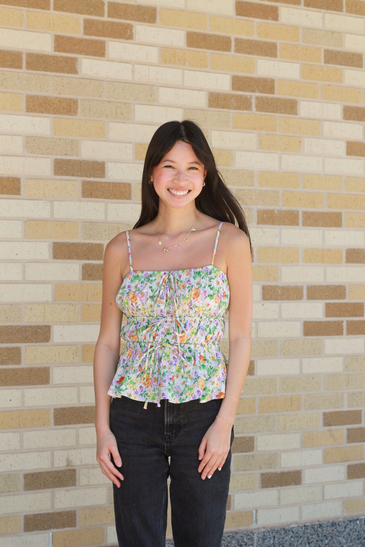 Floral Front Tie Top