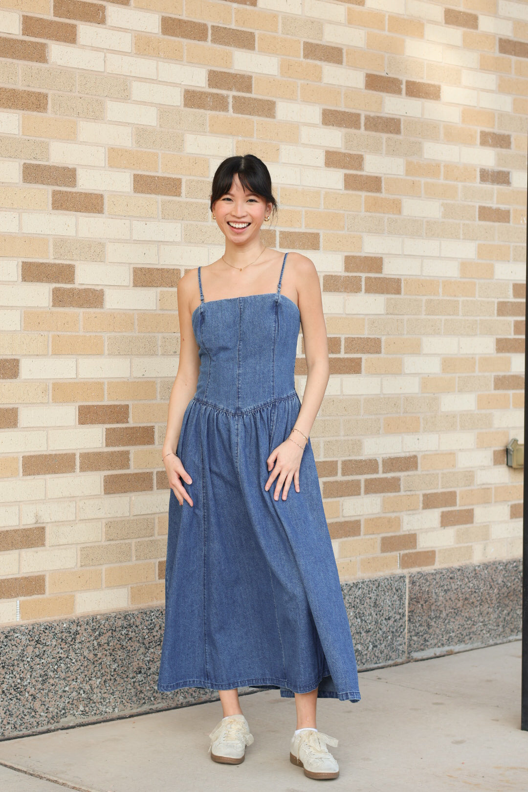 Denim Detachable Strap Dress