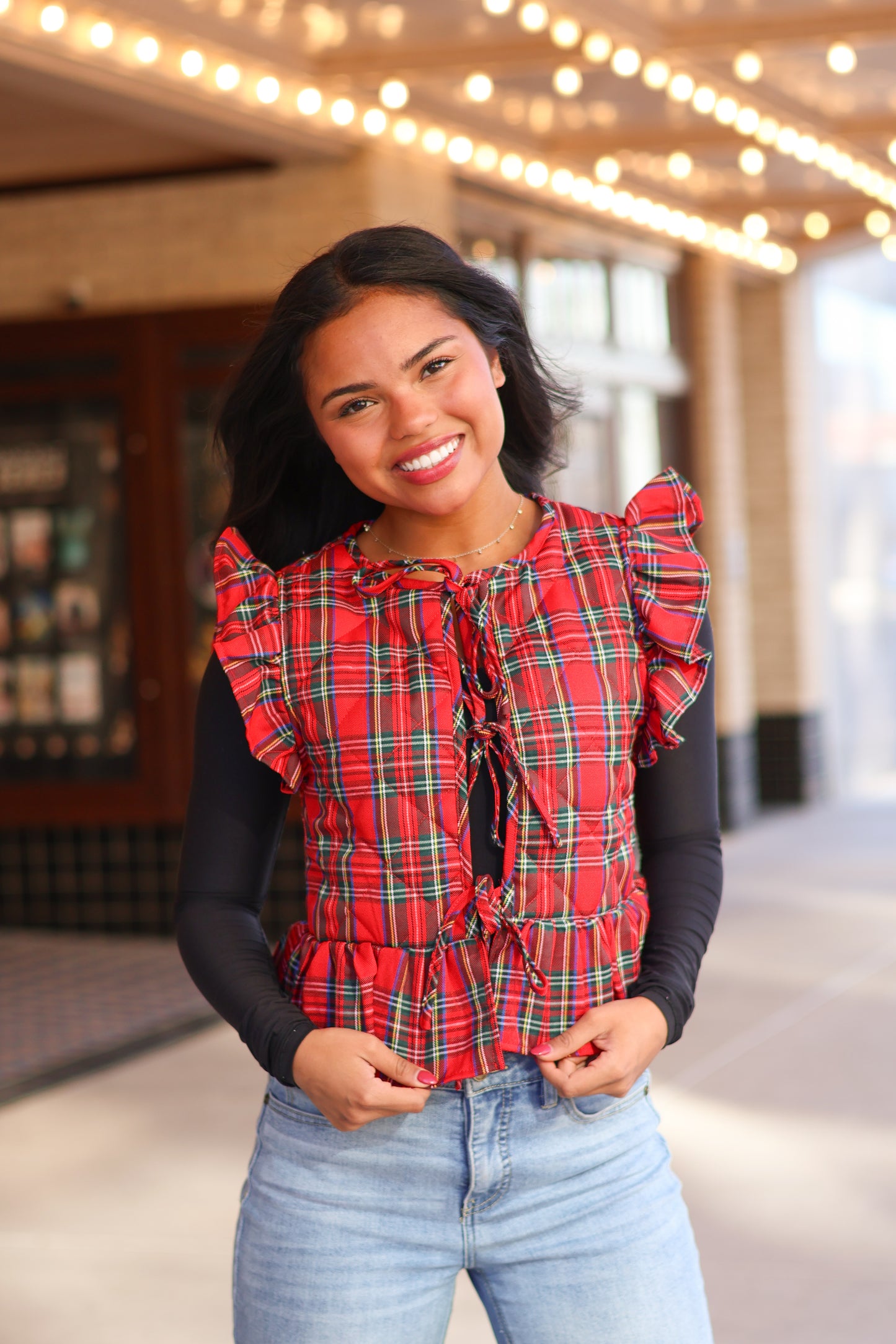 Red Plaid Quilted Vest