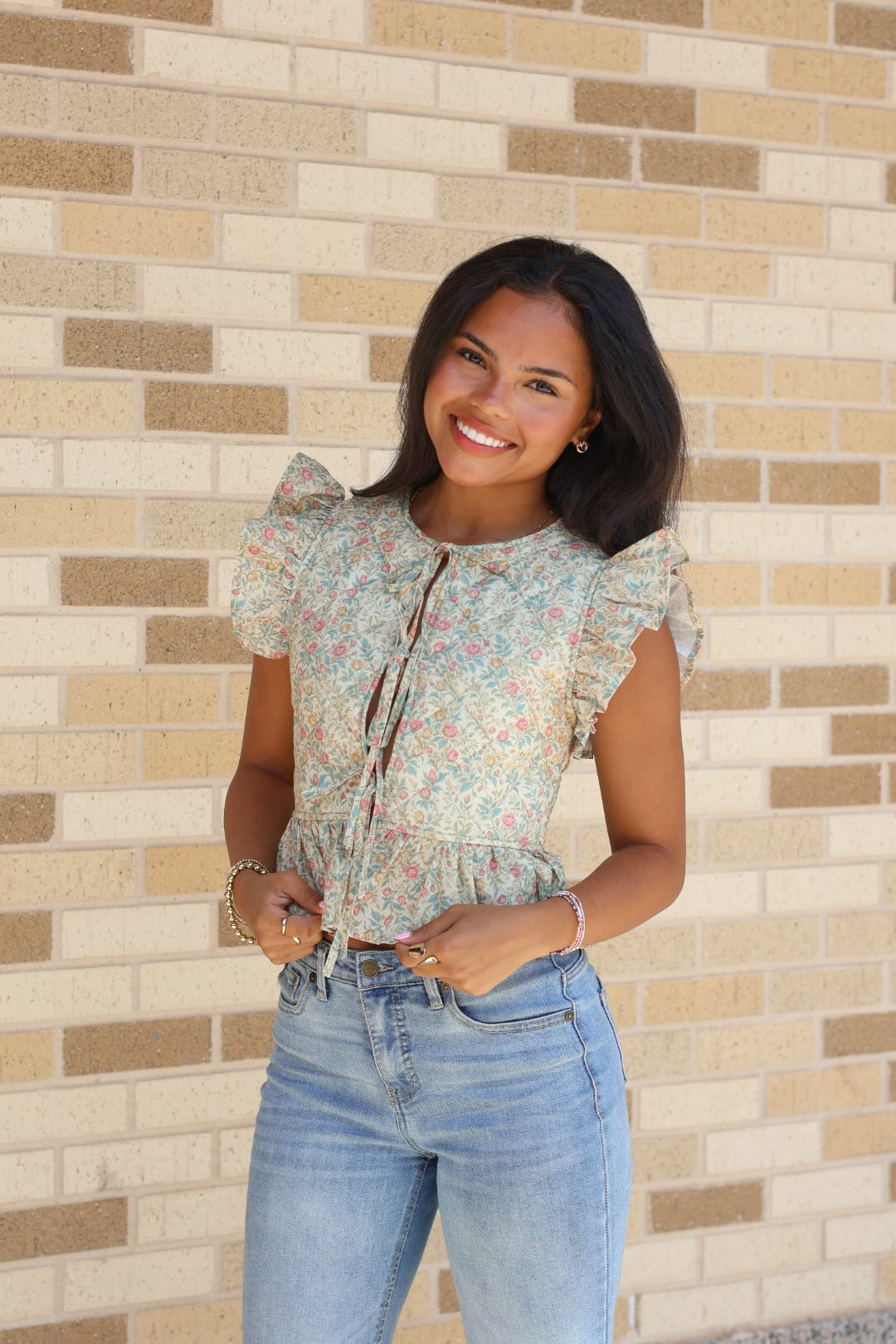 Floral Quilted Tie Vest