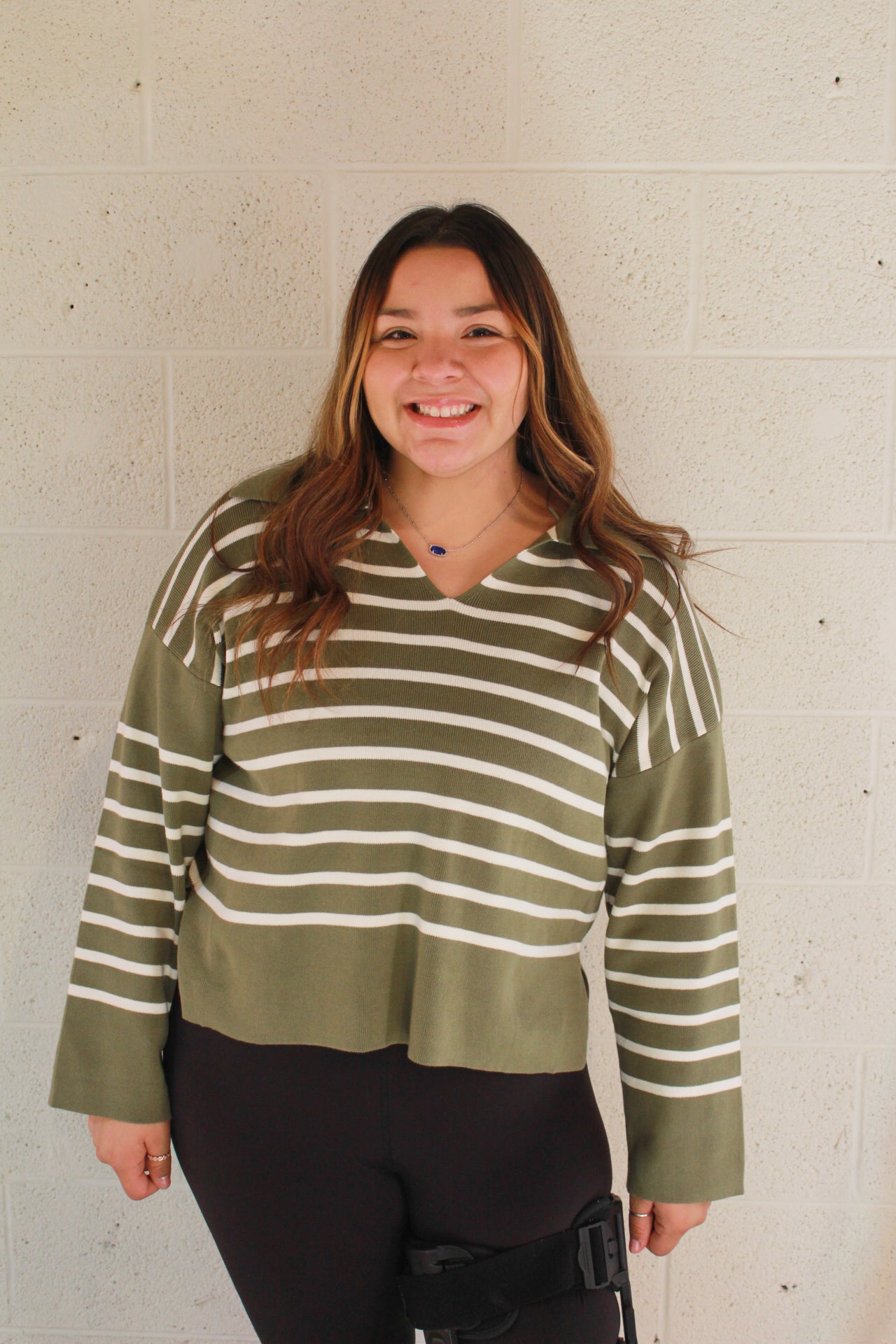 Olive Striped Top