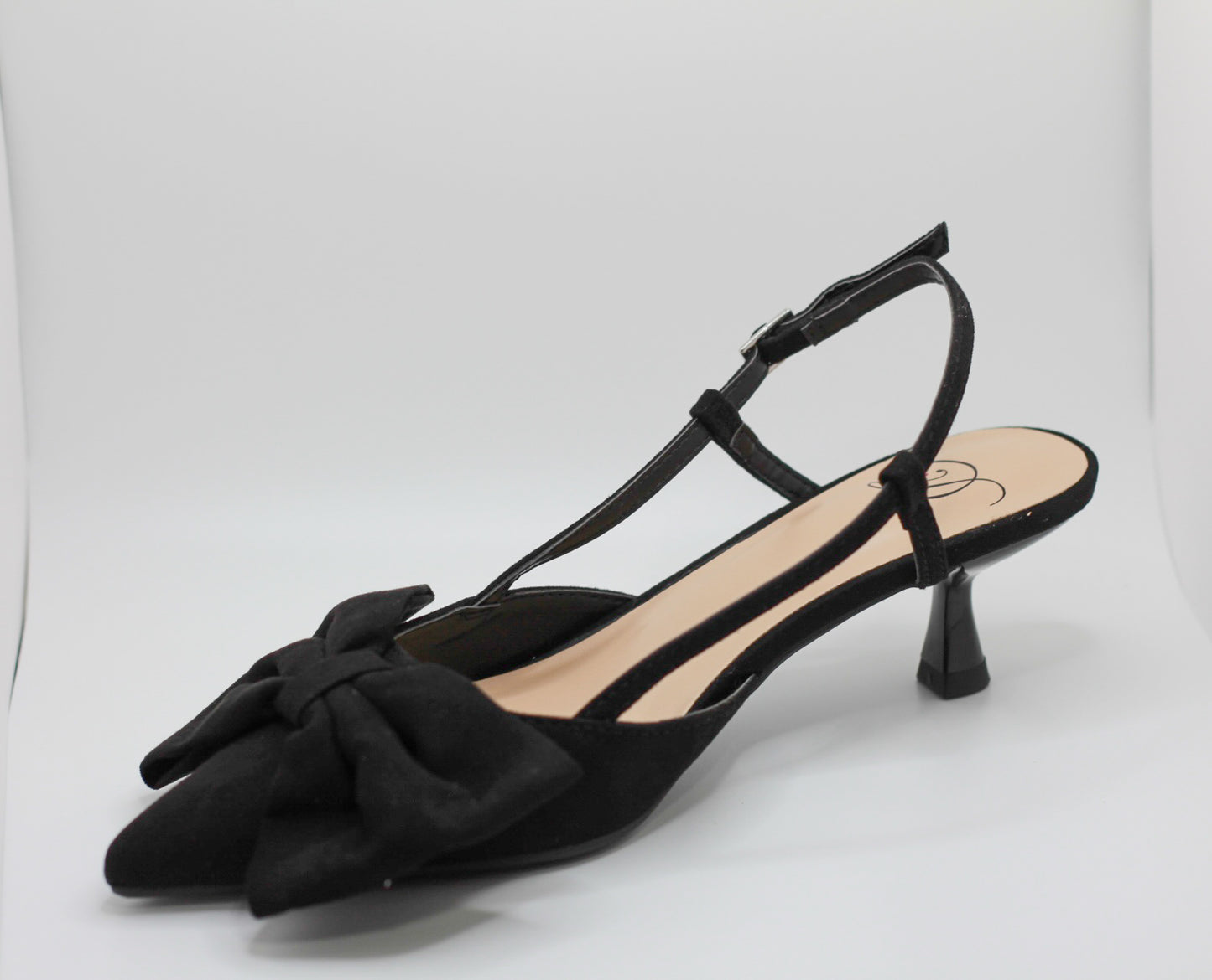 Black Bow Kitten Heel