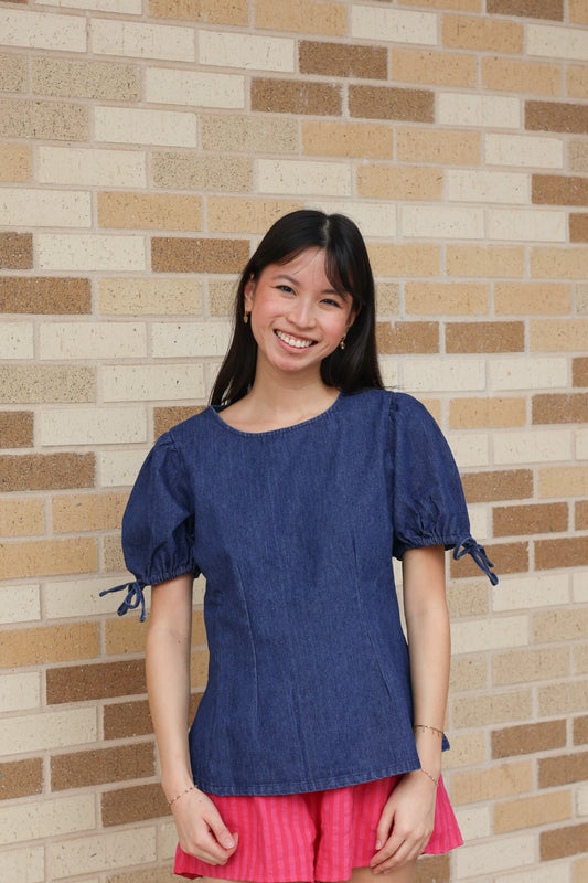 Denim Peplum Top