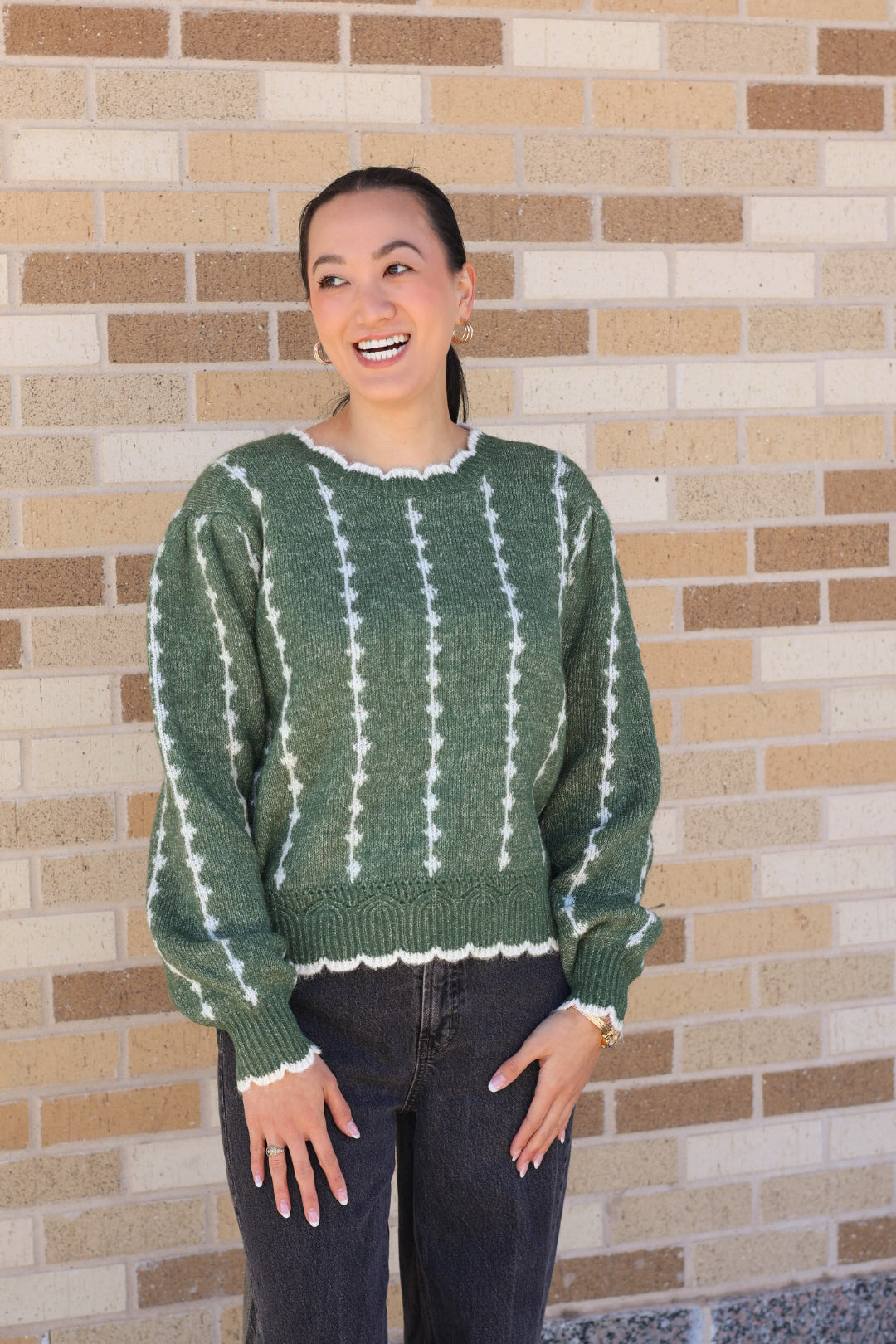 Green Scallop Sweater