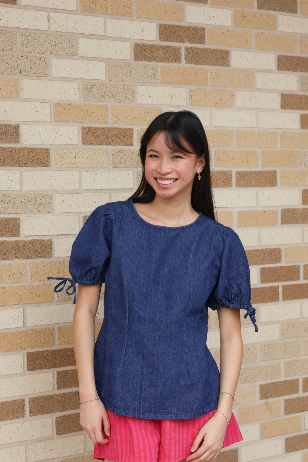Denim Peplum Top
