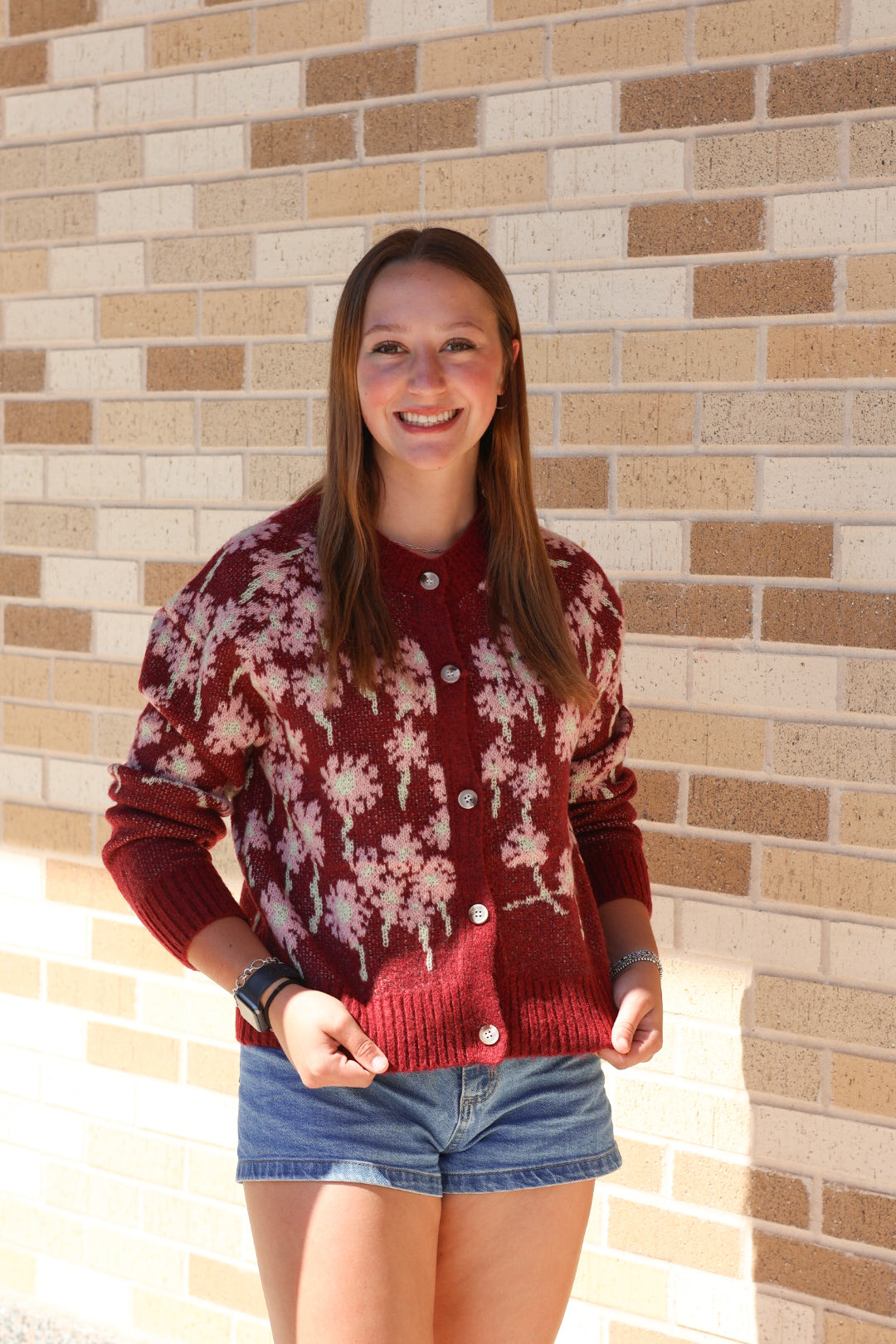 Burgundy Floral Cardigan
