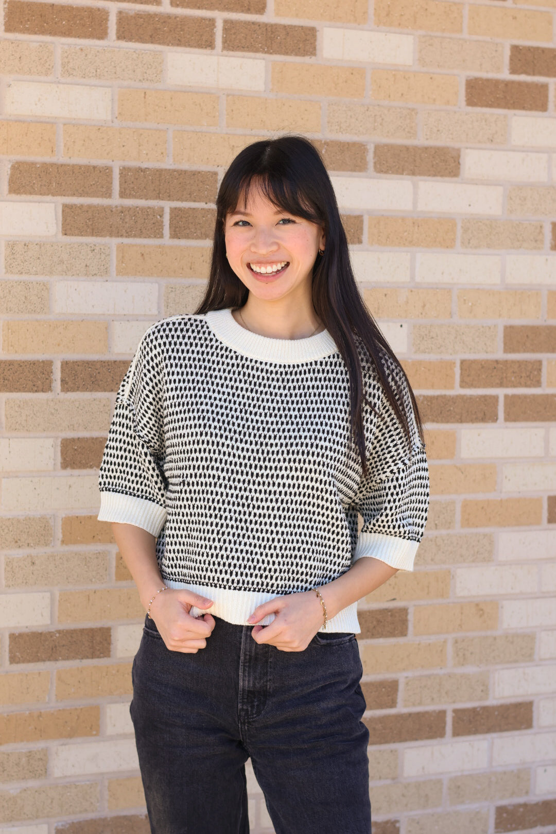 Oatmeal Contrast Sweater Top