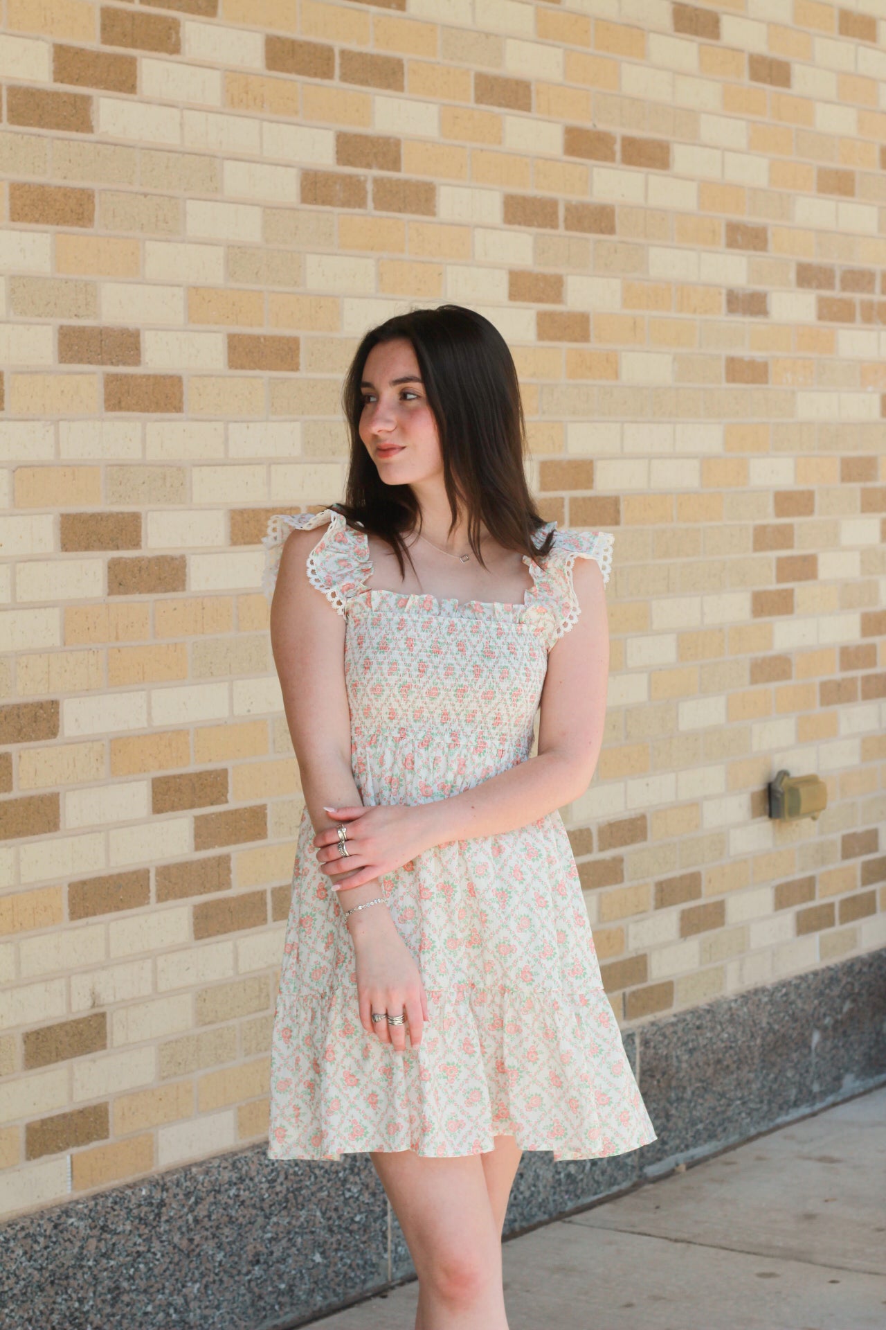 Floral Trellis Pattern Dress
