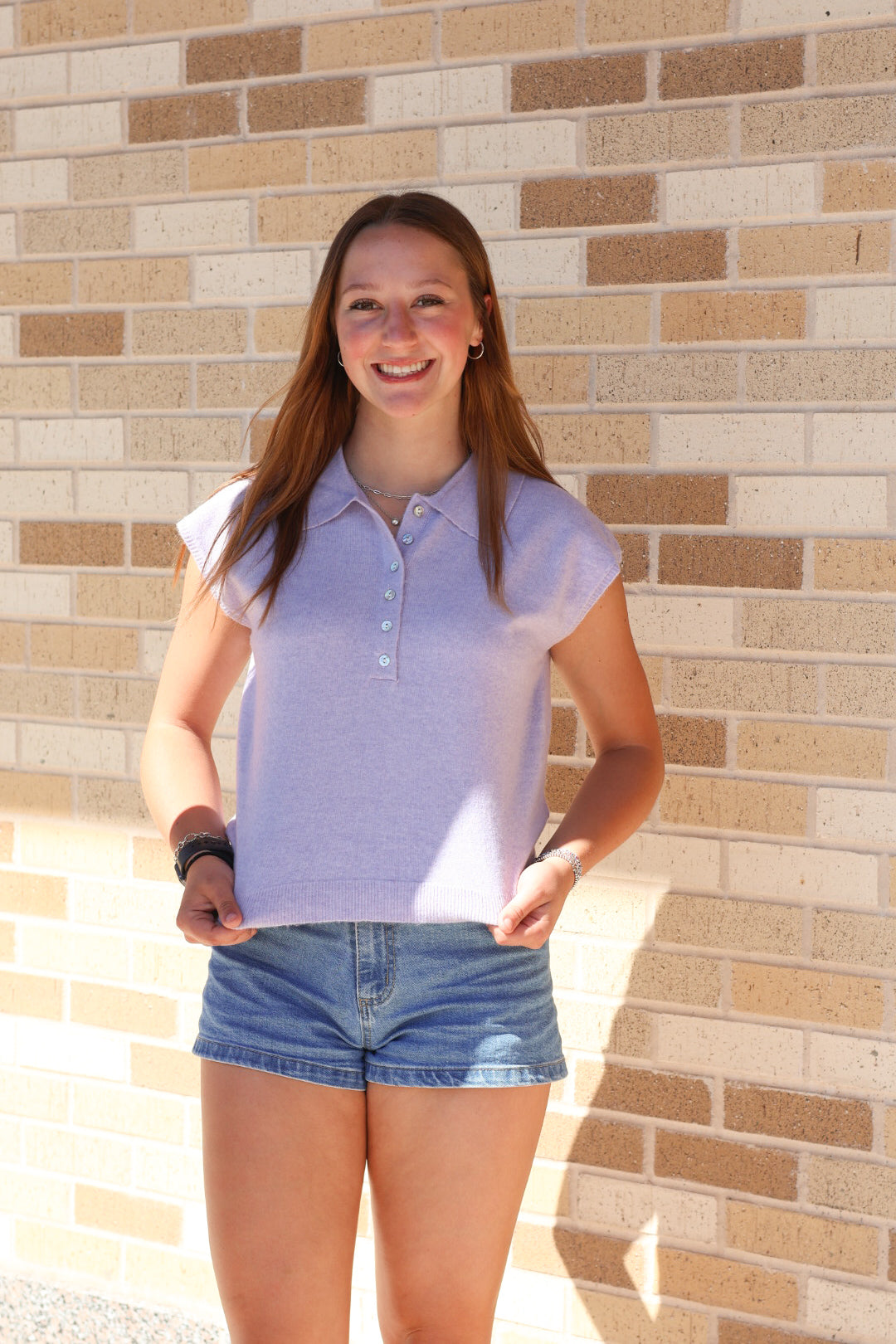 Lavender Collar Sweater Top