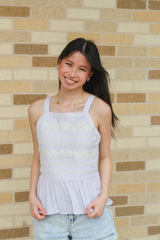 Lilac Embroidered Tank