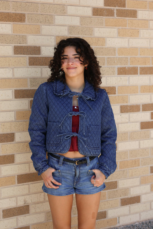 Denim Quilted Collar Jacket