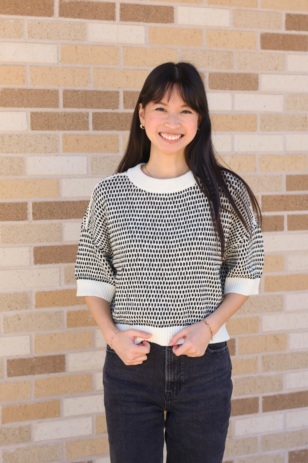 Oatmeal Contrast Sweater Top