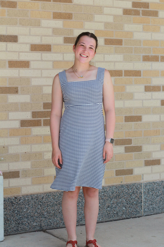 Navy Gingham Dress
