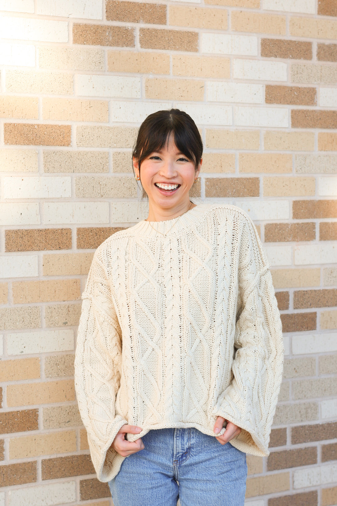 Cream Cable Knit Sweater