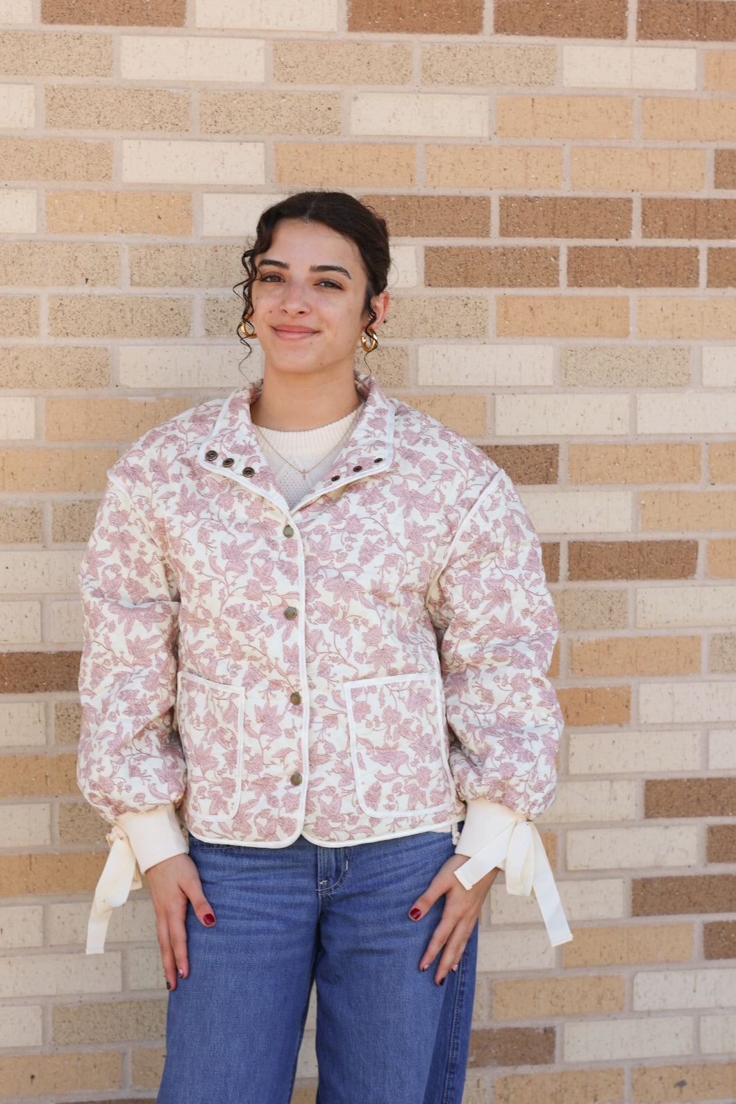 Floral Quilted Ribbon Jacket