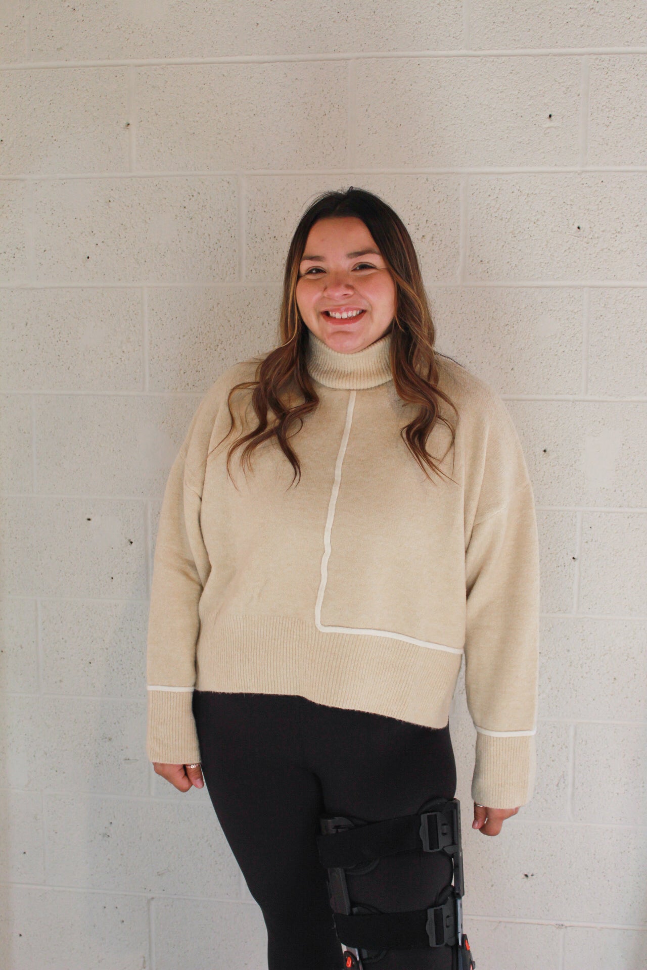 Beige Turtleneck Sweater