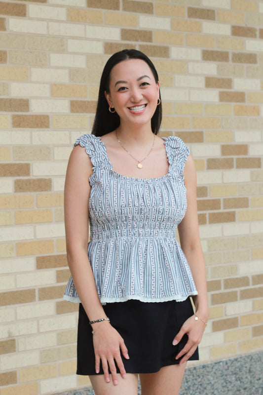 Striped Smocked Top