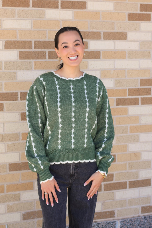 Green Scallop Sweater