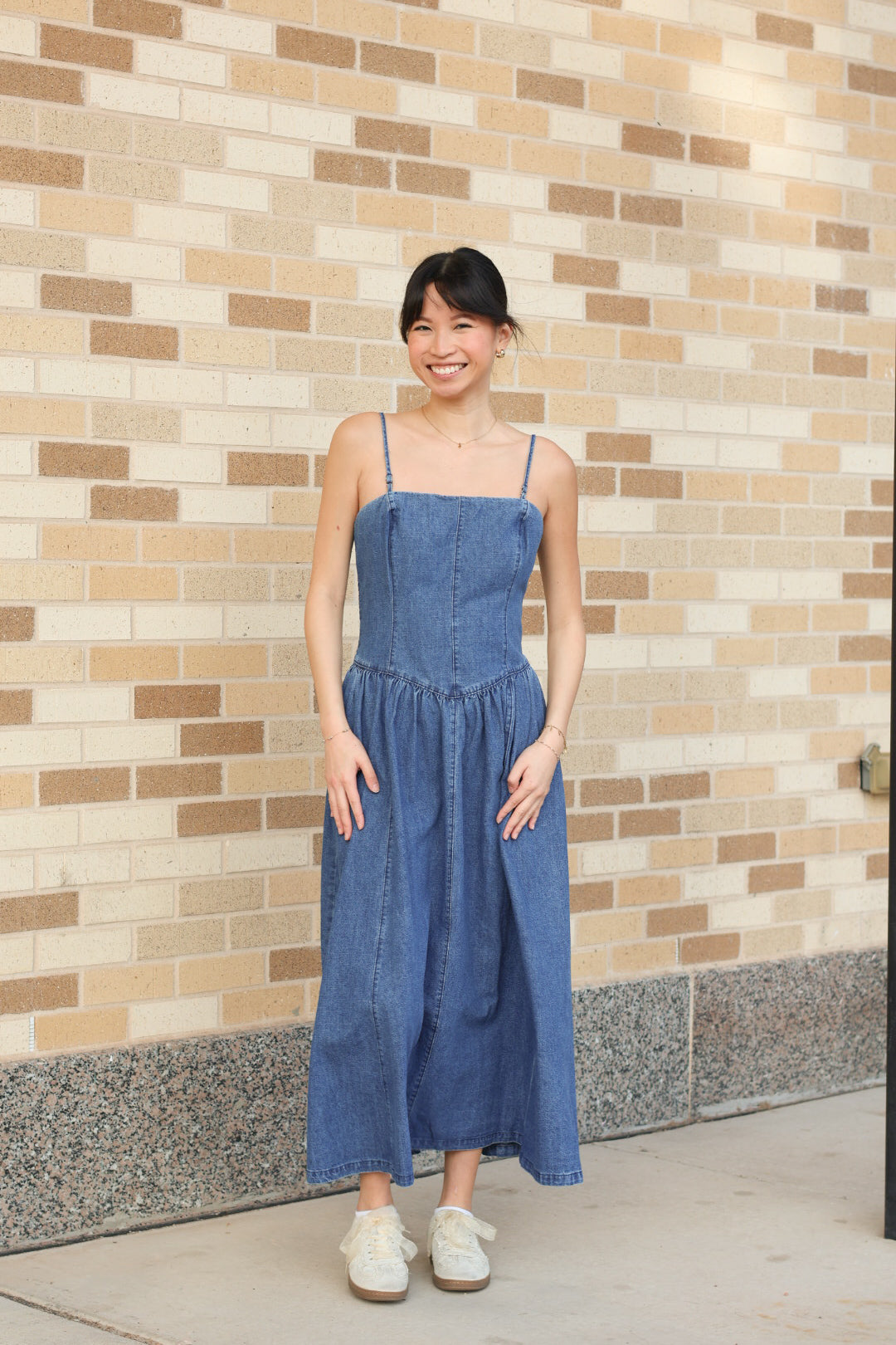 Denim Detachable Strap Dress