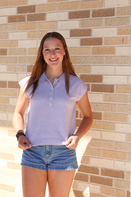 Lavender Collar Sweater Top